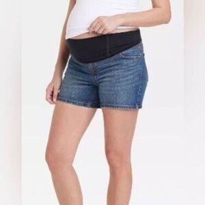 NWT Isabel Women’s Over Belly Midi Maternity Denim Jean Shorts - Size 8